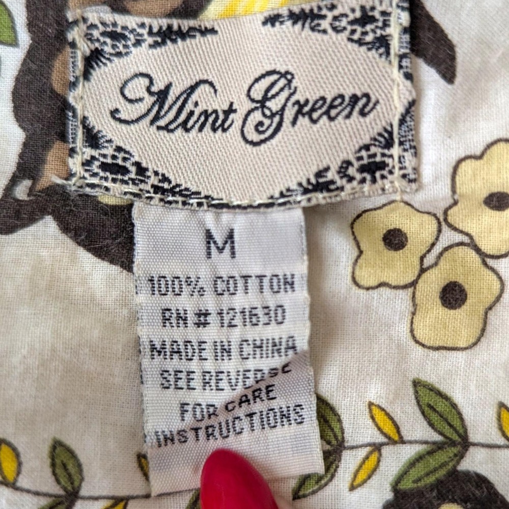 Retro Skirt Womens Medium Yellow‎ Floral Butterfly Boho Cotton Dainty Bloomcore - Picture 8 of 11
